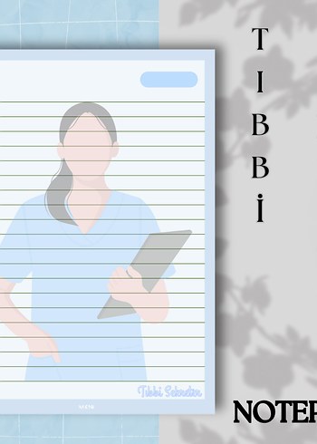 Mavi Pastel Renkli Tıbbi Sekreter Notepad&Sticker