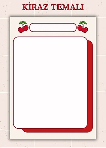 Beden KİRAZ TEMALI NOTEPAD 2?Lİ SET