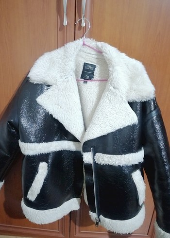 Kürklü Siyah Deri Kadın Kışlık Ceket - Görsel 2