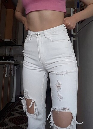 YÜKSEK BELLİ BEYAZ JEAN