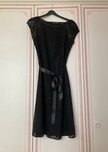 SPAZIO Saten Astarlı Dantel Midi Elbise-38