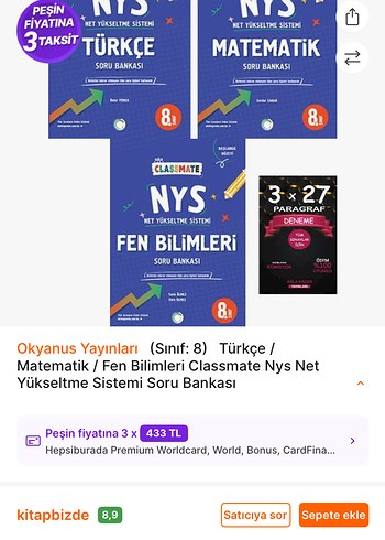 Okyanus Yayınları 8.Sınıf Mat/Türkçe/Fen Soru Bankası Seti - Görsel 4