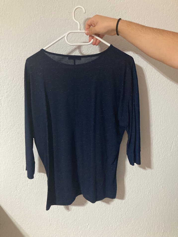 LCW Gold Baskılı Simli Truvakar Kol Lacivert Bluz-L - Görsel 2