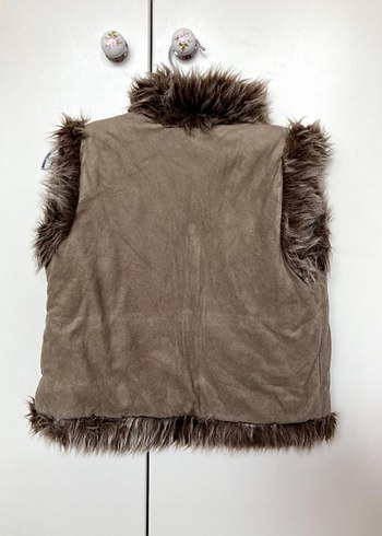 Kız Çocuk Tüylü Kahverengi Suet Yelek-5/6 Yaş - Görsel 3