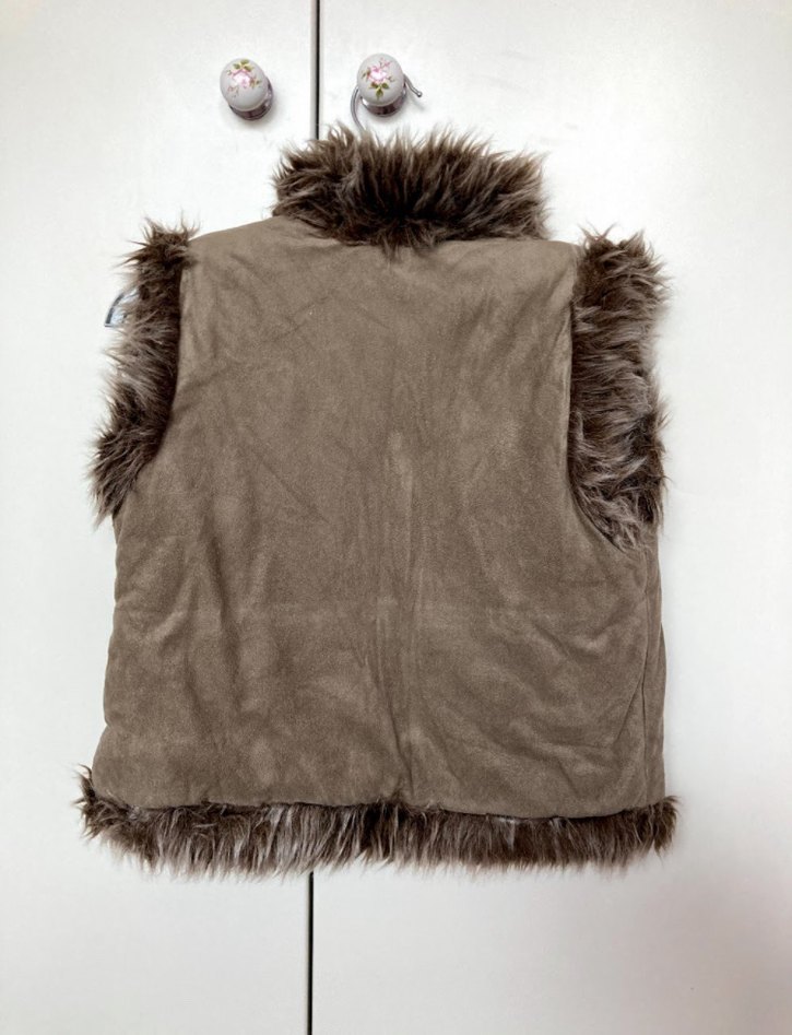 Kız Çocuk Tüylü Kahverengi Suet Yelek-5/6 Yaş - Görsel 3