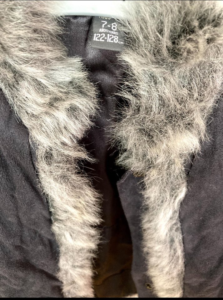 Kız Çocuk Tüylü Füme Nubuk Yelek-7/8 Yaş (Sadece 1 kere giyildi) - Görsel 3