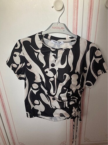 m Beden Noa&Noa Zebra Desen Crop Bluz -M/L (1 kere giyilmiştir)
