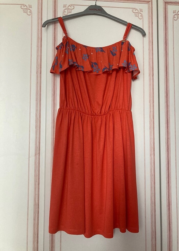 USPA Kız Çocuk Kırmızı Penye Elbise-9/10 Y - Görsel 2