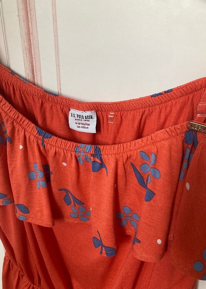 USPA Kız Çocuk Kırmızı Penye Elbise-9/10 Y - Görsel 5