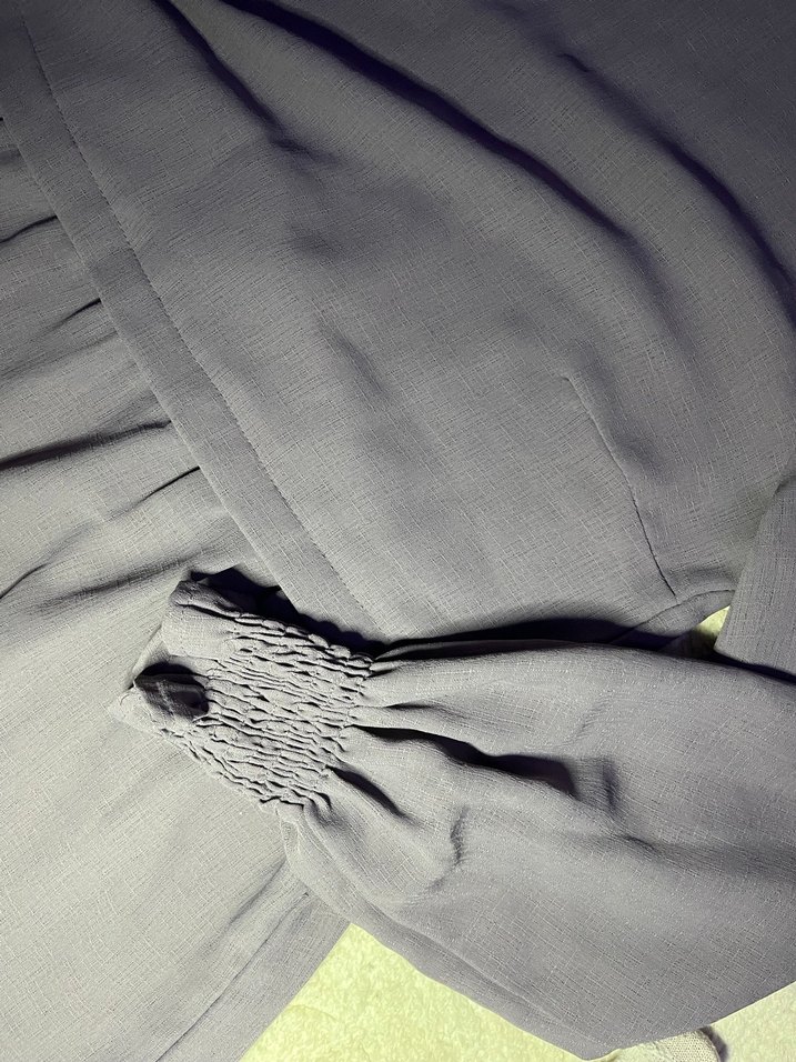 Lila Uzun Kollu Fırfırlı Kadın Elbise - Görsel 3