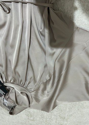 Manuka vizon kemerli saten tunik - Görsel 2