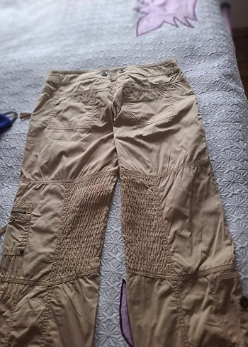 42 Beden ten rengi Renk bej Kemerli Rahat Kesim Kadın kargo Pantolon.