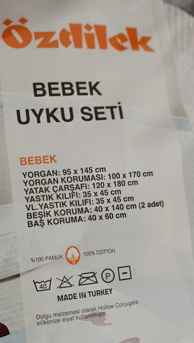 Bebek Uyku Seti Pamuklu Baskılı Beyaz - Görsel 5