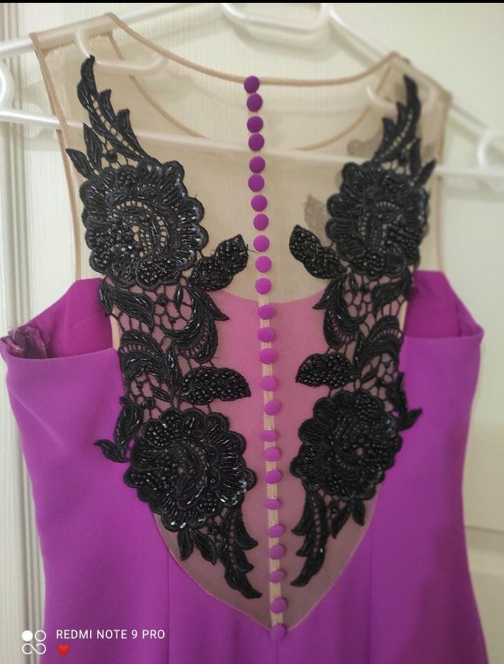 Dantel Detaylı Straplez Uzun Abiye Elbise - Görsel 4