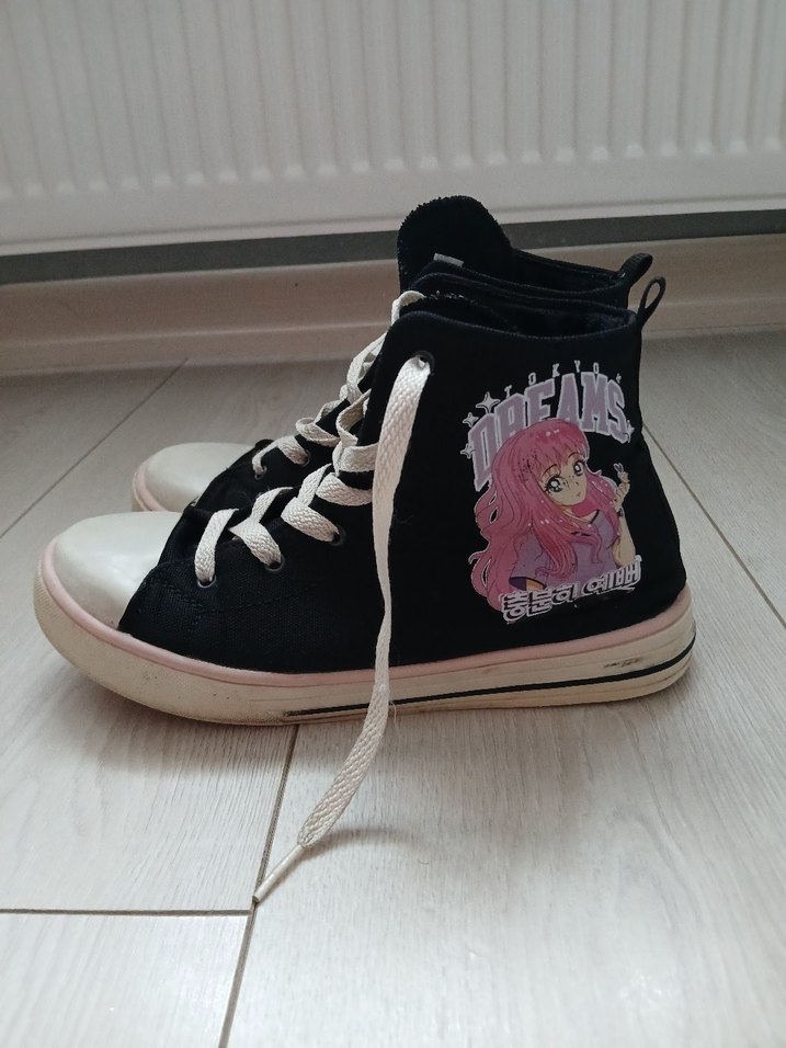 Kız Çocuk Siyah Bağcıklı Spor Ayakkabı - Görsel 4