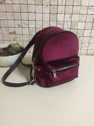 Pull and Bear Pull And Bear kadife bordo çanta