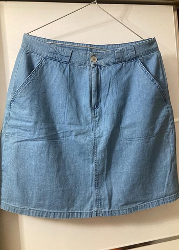 Kadın Mavi Denim Midi Etek kot