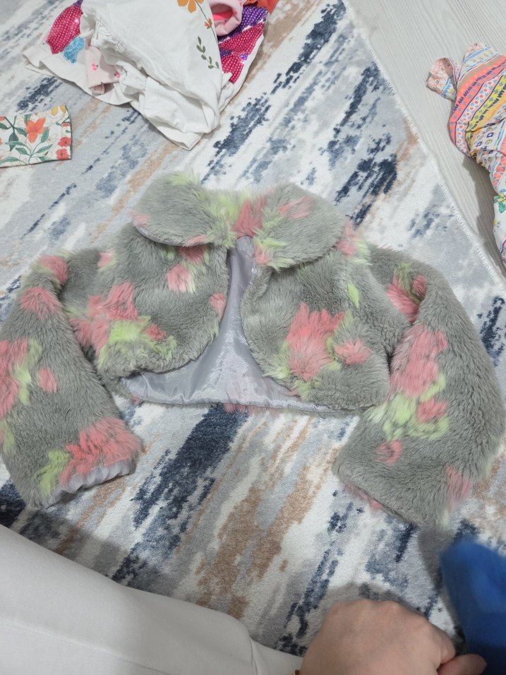 Kız Çocuk Gri Kürk Detaylı Bolero - Görsel 2