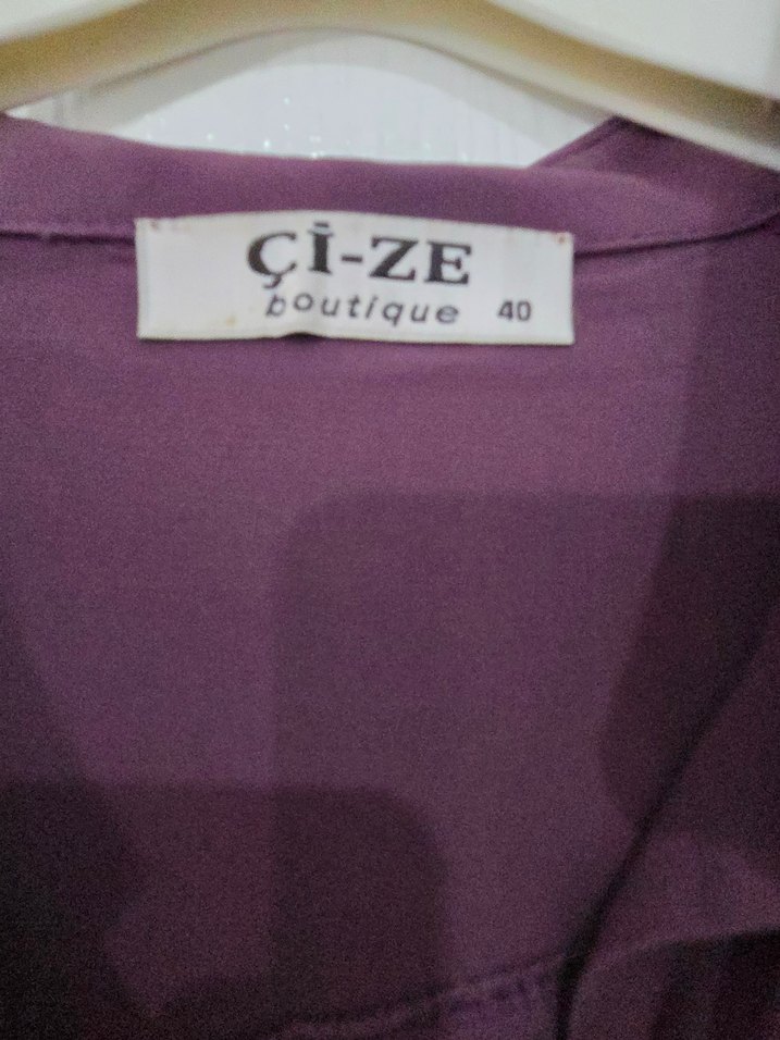 Mor Uzun Kollu Kuşaklı Kadın tulum - Görsel 3