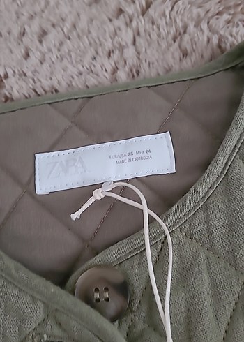 xs Beden haki Renk zara keten kapitone ceket