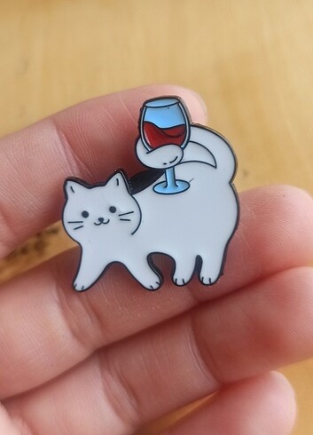Tasarımcı Şaraplı kedi pin broş rozet