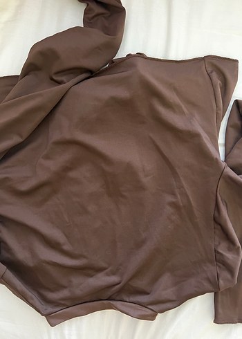Kahverengi önden bağlamalı Uzun Kollu Bluz - Görsel 5