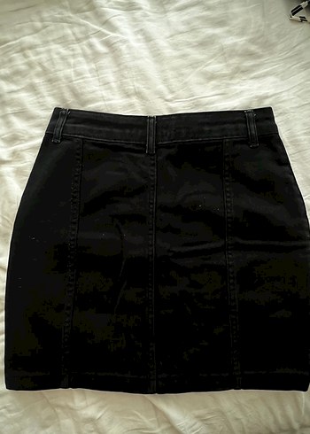 Diğer Düğmeli Siyah Denim Etek