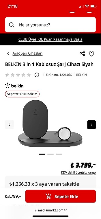 Belkin 3 in 1 Kablosuz Şarj Cihazı