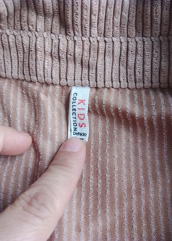 Bej Düğmeli çocuk elbise - Görsel 4