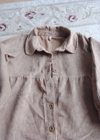 Bej Düğmeli çocuk elbise - Görsel 2