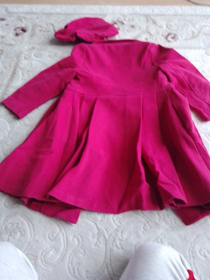 Pembe Uzun Düğmeli çocuk Kaban - Görsel 5