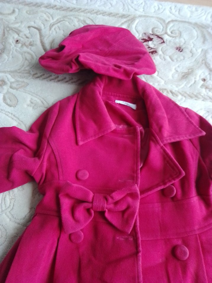 Pembe Uzun Düğmeli çocuk Kaban - Görsel 2