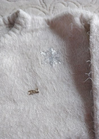 Beyaz Örgü cocuk Kazak - Görsel 3