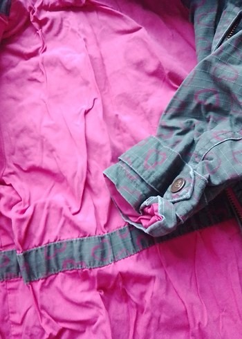 Gri Düğmeli Kız Çocuk Kapüşonlu Ceket - Görsel 4