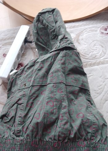 Gri Düğmeli Kız Çocuk Kapüşonlu Ceket - Görsel 6