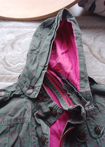 Gri Düğmeli Kız Çocuk Kapüşonlu Ceket - Görsel 2