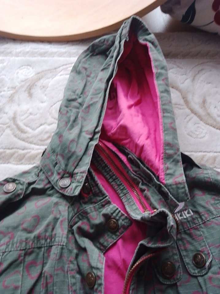 Gri Düğmeli Kız Çocuk Kapüşonlu Ceket - Görsel 2