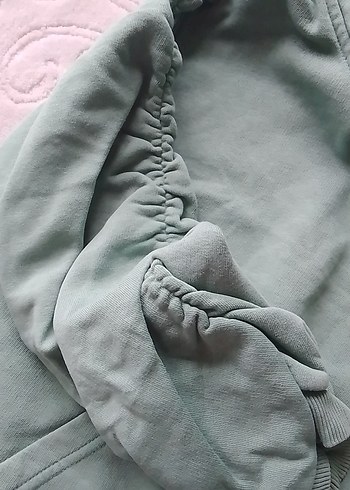 Yeşil Kapüşonlu Düğmeli cocuk Sweatshirt - Görsel 3