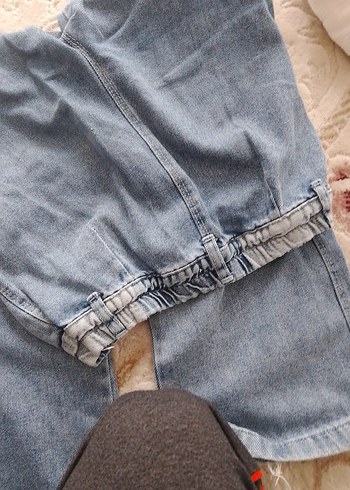 10 Yaş Beden çocuk Mavi Bol Kesim Kemerli Kot Pantolon