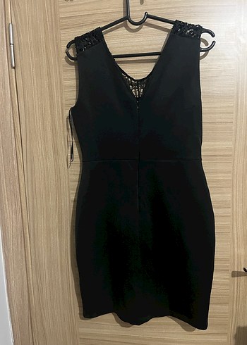 Dantelli V Yakalı Siyah Midi Gotik Elbise - Görsel 2