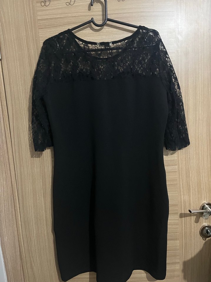 Dantel Detaylı Siyah Midi Kadın Elbise - Görsel 2