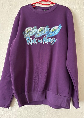 Rick and Morty Baskılı Mor Sweatshirt