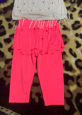 Pembe Renkli Kız Çocuk Salaş Fırfırlı Tayt - Görsel 4