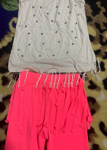 Pembe Renkli Kız Çocuk Salaş Fırfırlı Tayt - Görsel 2