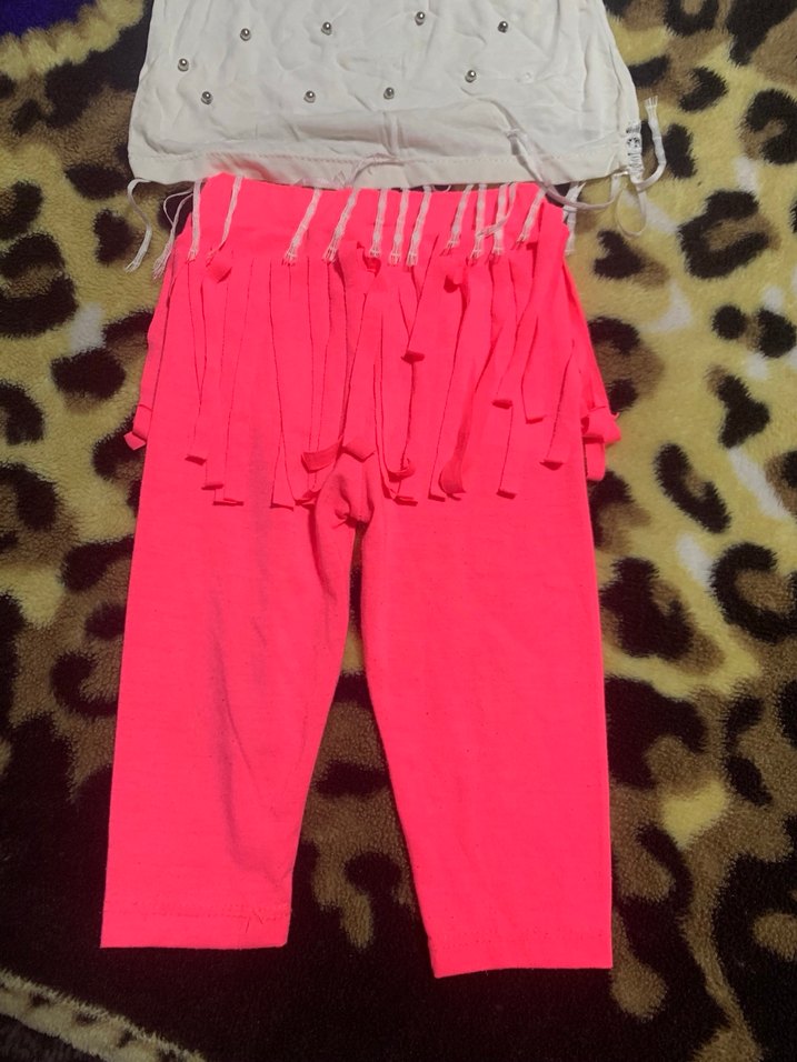 Pembe Renkli Kız Çocuk Salaş Fırfırlı Tayt - Görsel 4