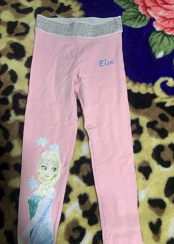 Kız Çocuk Pembe Elsa Baskılı Tayt - Görsel 2