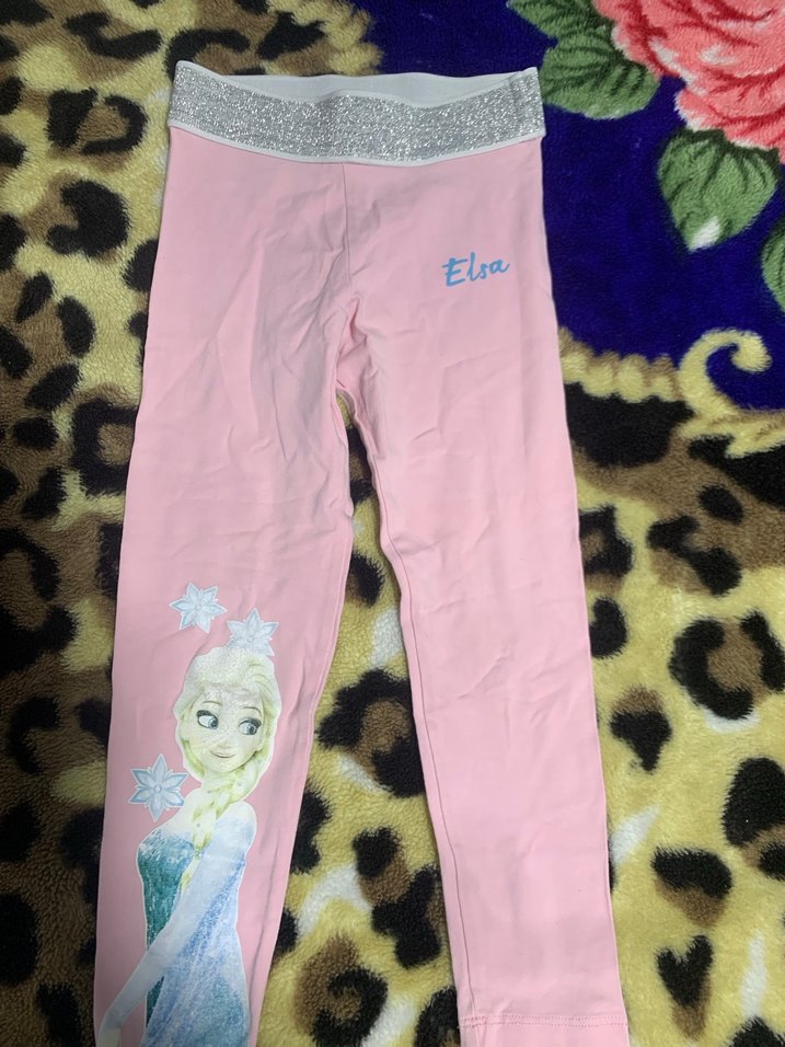 Kız Çocuk Pembe Elsa Baskılı Tayt - Görsel 2