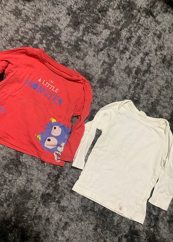 Kız Çocuk Kırmızı Baskılı Uzun Kollu Tişört - Görsel 3