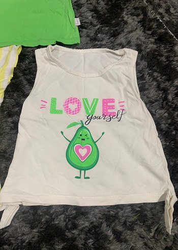 Kız Çocuk Renkli Baskılı Kısa Kollu Tişört - Görsel 2