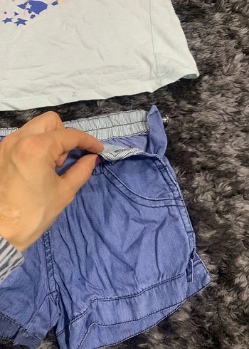 Kız Çocuk Mavi Baskılı Tişört ve Denim Şort - Görsel 4